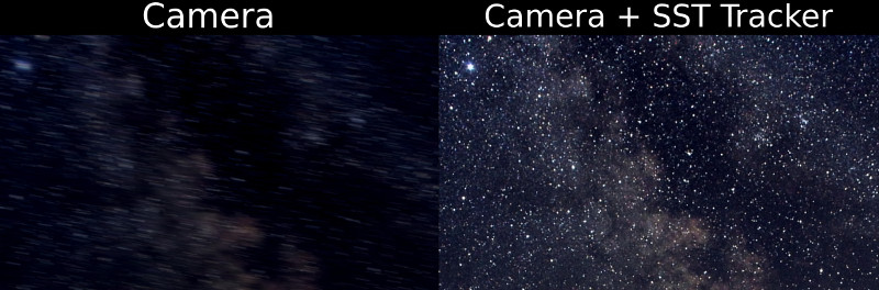 Image demonstrating different of using a tracker vs not for long exposure.