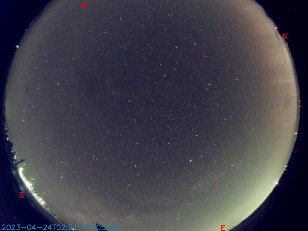 All-Sky camera image showing Aurora in the north.
