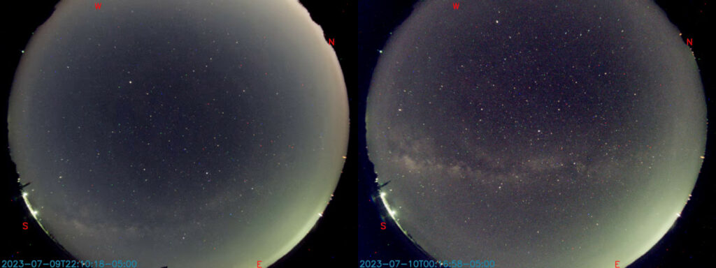 Image from All-Sky camera showing during and after astronomical twilight.